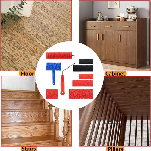Veteador Madera Rodillos Para Pintar Con Acabado Kit 8 Pzs