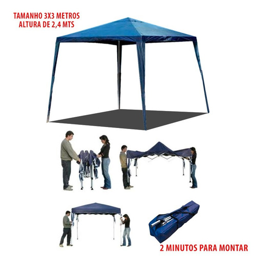 Imagem 7 de 10 de Tenda Gazebo Dobrável Sanfonada 3 X 3 M Azul