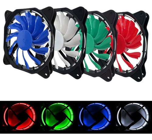 Kit 5 Unidades Cooler Fan Led 120mm Dx12 + Cabo Multi Fan 