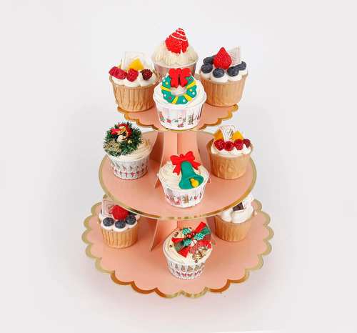 Soporte Para Cupcakes De 3 Niveles, Soporte Para Tartas Rosa