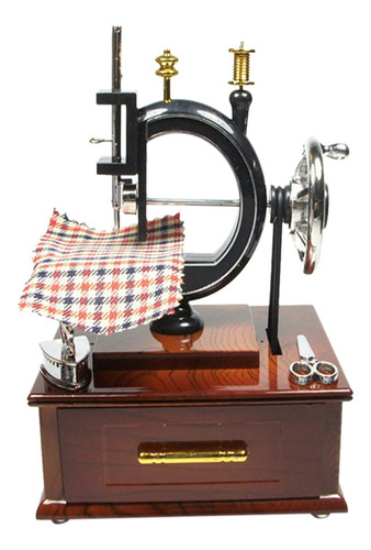 Imagen 1 de 10 de Caja De Música Antigua, Máquina De Coser A Cuerda,