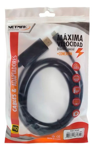 Cable Adaptador Usb Tipo-c A Hdmi 1.8m Negro Netmak Nm-tch2
