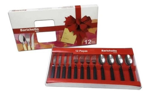Imagem 1 de 2 de Jogo Conjunto De Talheres Aço Inox Faqueiro Barichello 12 Pç