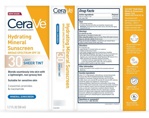 Cerave Protector Solar Mineral Hidratante Spf 30 Con Tinte T