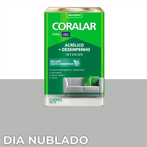 Tinta Acrílica Coralar Antimofo Interiores 18 Litros Acabamento Fosco Cor Dia Nublado