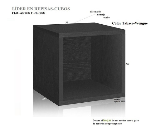 Imagen 4 de 10 de Repisa Cubo Apilable Flotante En Melamina Mod. Q-box Re-31