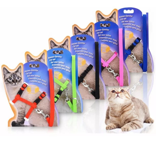 Pechera Ajustable Para Gatos De Nylon Con Paseador