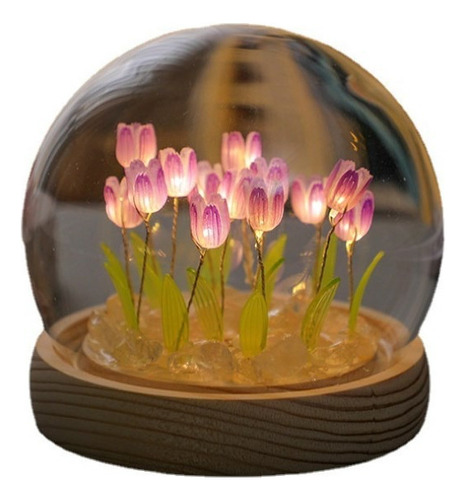 Tulipanes Flores Artificiales Eternas Con Luz Led Para*16