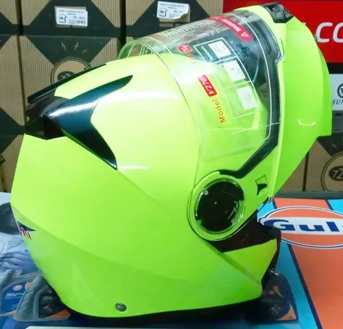 Casco Rebatible Vcan V270 Amarillo Fl or Talle Xl Con Detall