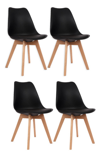 Sillas Tulip Eames Con Almohadon X4 Nordicas Color Negro
