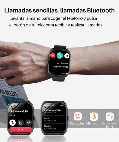 Reloj Inteligente Mujer Hombre Asistente De Voz Smartwatches Pantalla Curva De 2,01 Reloj Inteligente Señora Caballero Deportes Jioye Waier Negro Negro Negro