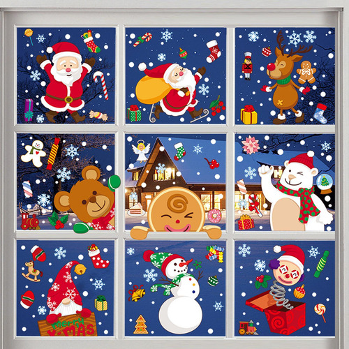 9 Hojas De Pegatinas De Ventana De Navidad Calcomanías