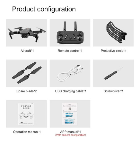 Cámara Infantil Drone E88 Para Principiantes Hd1080mp Wifi Color Negro Negro