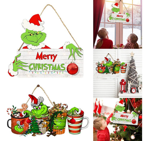 ¡ Letrero Colgante De Madera Grinch En Navidad