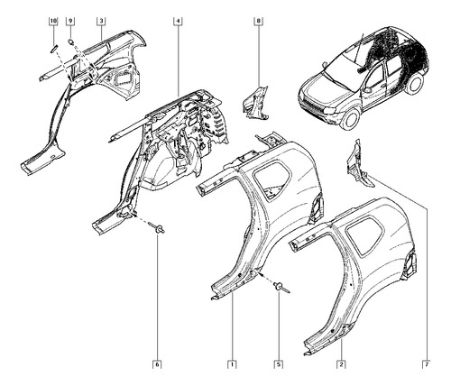 Costado Trasero Derecho Renault Duster