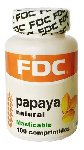 Papaya Enzima 100 Comp Masticables Sin Azúcar  Fdc