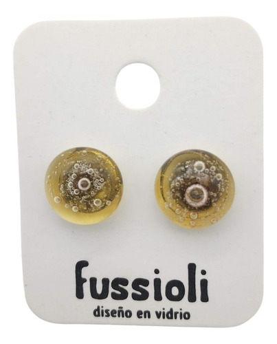 Imagen 1 de 5 de Arete Broquel Soda Burbuja De Vidrio Y Acero Inoxidable