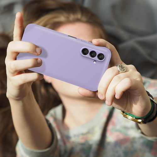 Funda Silicona Líquida Tpu Carcasa Para Galaxy A25 5g+mica Púrpura Samsung Galaxy A25 5g