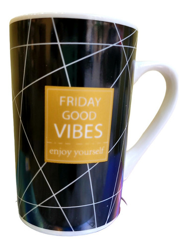 Taza Alta  Mug Diseño Good Vibes Med: 8x8cm Cap: 400cc