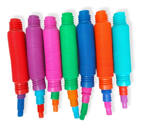 Imagen 3 de 3 de Pop Tubes Tubo Flups Sensorial Juguete X3 Medidas Distintas