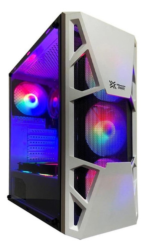 Gabinete Gamer Branco Maxxtro 3303w C/ 3 Fan Led Rainbow