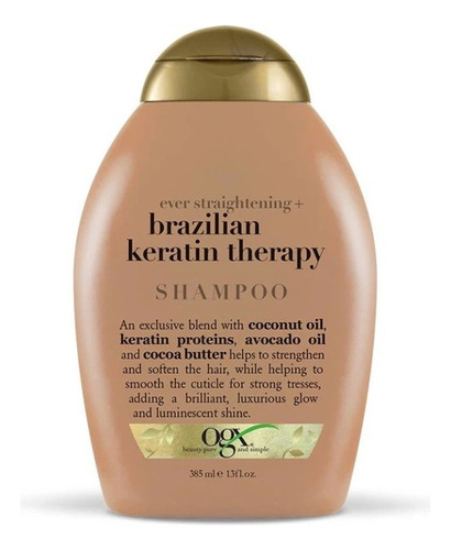Shampoo Ogx Ever Straight Brazilian Keratin Therapy 385 Ml