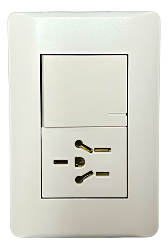 Llave Luz Armada Punto Y Toma Multinorma Quantum Era Richi Color Blanco