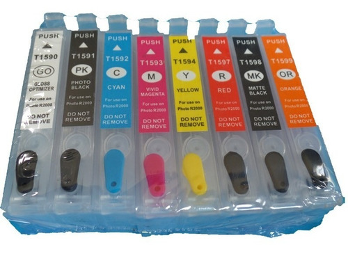 R2000 Set Cartuchos Rellenables Chip Reseteable Para Epson