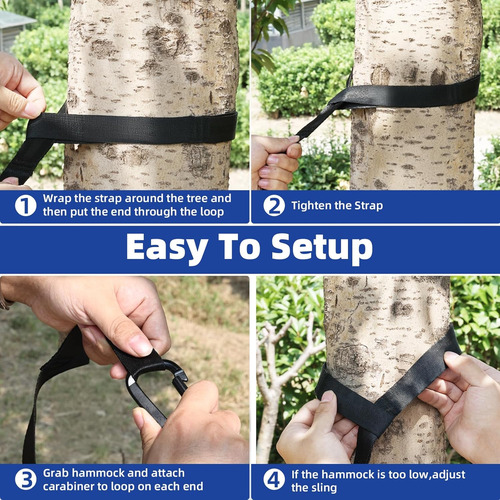 Hamaca Portátil Para Acampar Con Correas De Árbol, Hamaca Pe