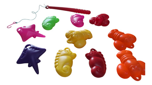 Juego De Pesca Carnaval 10 Animales Marinos Y Caña Pescar