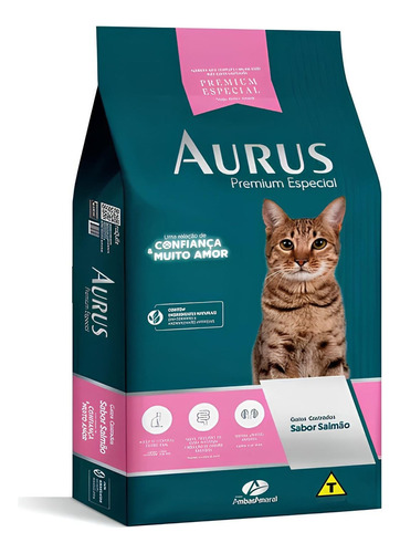 Alimento Raguife/aurus/imperialle Premium Especial Castrados Para Gato Adulto Sabor Salmão Em Saco De 10100g