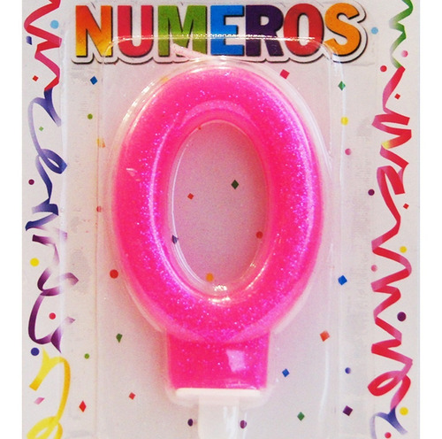 Velas De Numero Rosa Brillos Nº 0 Cumpleaños Torta