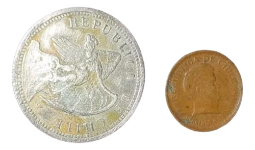 1 Peso Chile 1933 + 20 Centavos 1943