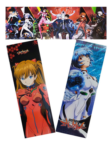 Evangelion Set 3 Posters Largos Plastificado Rei Asuka 82cm