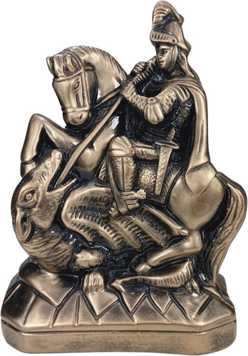 Estatueta Imagem De São Jorge 27,5 Cm - Santo - Religioso Cor Onix Ouro