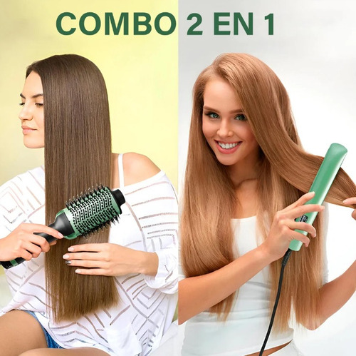 Combo Cepillo Secador+ Plancha Aguacate Uso Personal