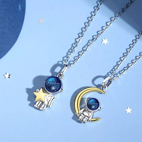 Collares De Parejas Luna Estrella Regalo Novios Día Del Amor