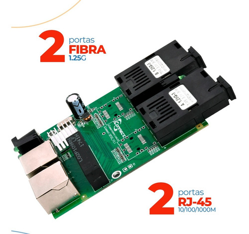 Imagem 2 de 10 de Switch Metro 2rj 2 Fib +gbic Embutido