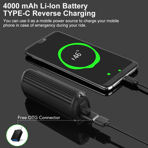 Luz De Bicicleta De 3000 Lúmenes Y 4000 Mah