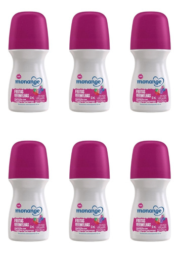 Desodorante Roll-on Monange 50ml Frutas Vermelhas-kit C/6un