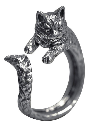 . Anillo Vintage Tailandés De Plata Gato Mascota Live Boca