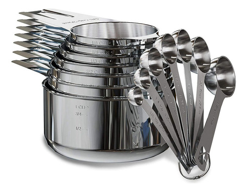 Juego De Tazas Y Cucharas Medidoras De Acero Inoxidable