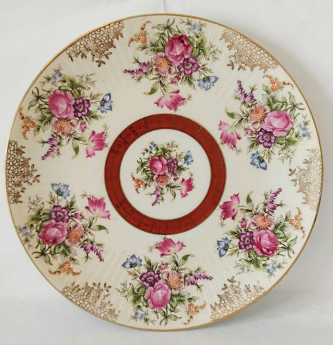 Plato Decorativo De Porcelana Tsuji Con Rosas. 25 Cm