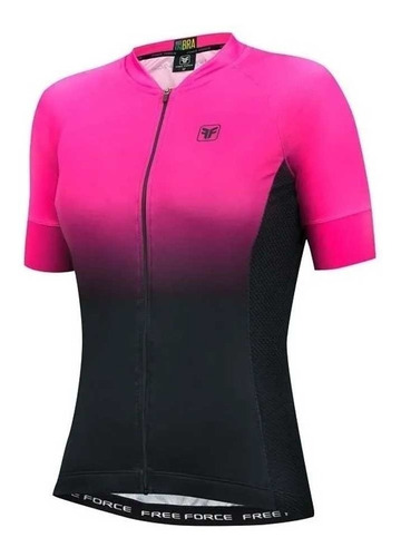 Camisa Freeforce Feminina Sport Dual Preta E Rosa Ciclismo