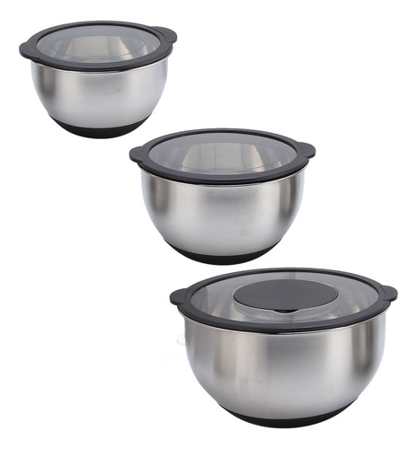 Tazas Para Mezclar De Acero Inoxidable, 3 Piezas, Tapas Y