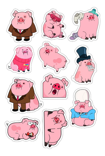 Waddles - Stickers - Calcos - Chancho Waddles - Chancho Pato