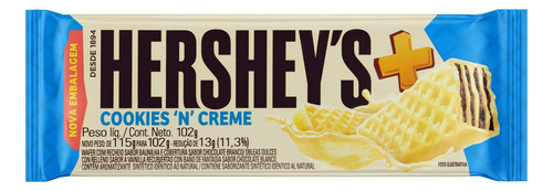 Wafer Cookies 'n' Creme Hershey's Mais Pacote 102g