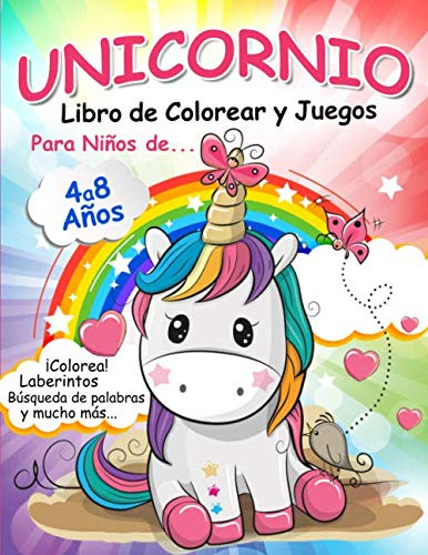 Unicornio Libro De Colorear Y Juegos Para Niños De 4 A 8 Año