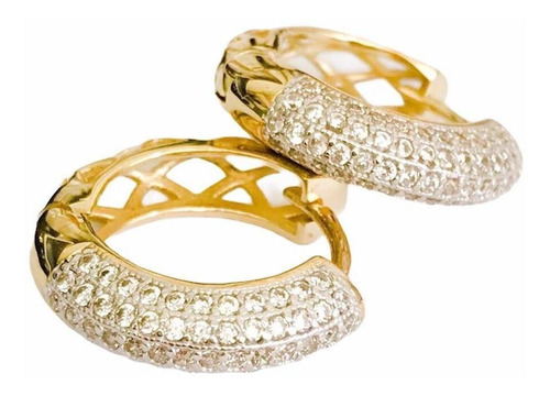 Brinco Ouro 18k Argola Pedras Luxo Aniversário De Casamento