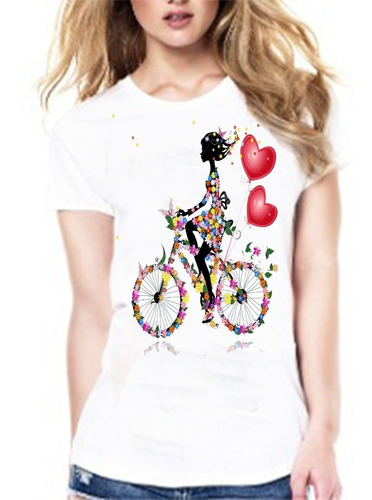 Playera Dama  Premium  Ciclista Bici Love